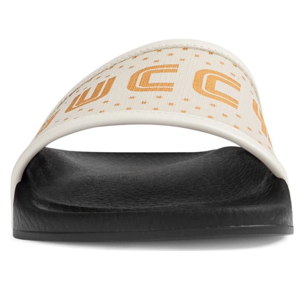 100% NWT Gucci Pursuit Guccy Logo Slide Sandal - Picture 2 of 8
